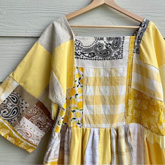 Earth-Toned | Handmade Quilted Patchwork Dress SKU 05216 One Size Fits All - Picture 8 of 8